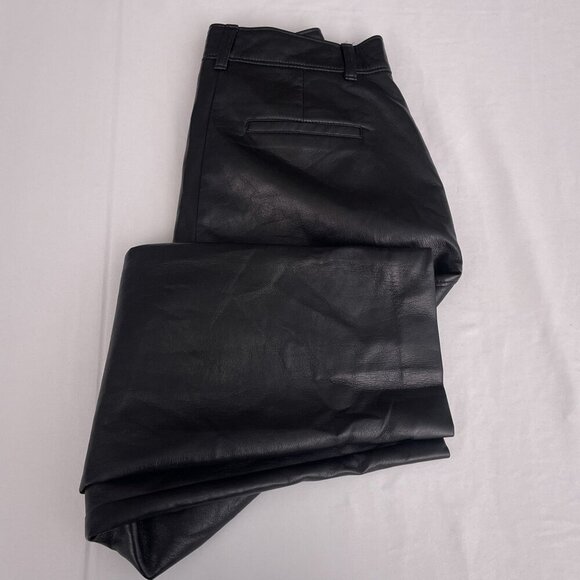 Babaton Command Cropped Pants Trouser‎ Mid-rise Vegan Leather Black Women 4 NWOT - Picture 4 of 13